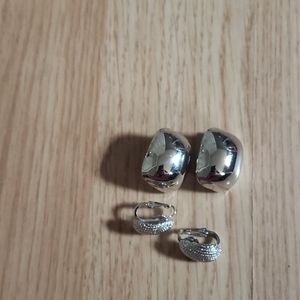 Trifari silver clip on earrings 2 pairs